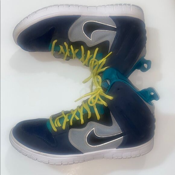 Nike Air Flight High Can’t Jump Blue Sneakers with Yellow Laces Men Size 12 USA - Picture 4 of 15